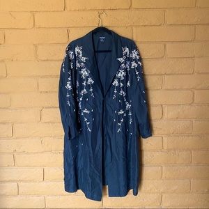 Karen Kane Embroidered Silk Duster